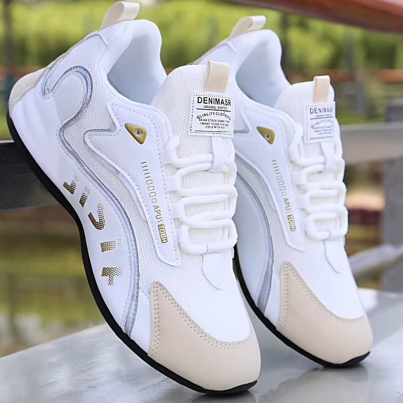 Men's Colorblock Lace-up Sneakers: Stylish and Comfortable Running Walking Sports Shoes