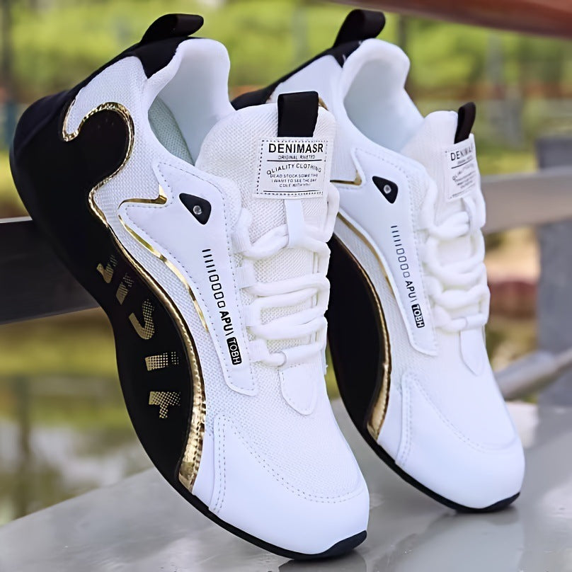 Men's Colorblock Lace-up Sneakers: Stylish and Comfortable Running Walking Sports Shoes