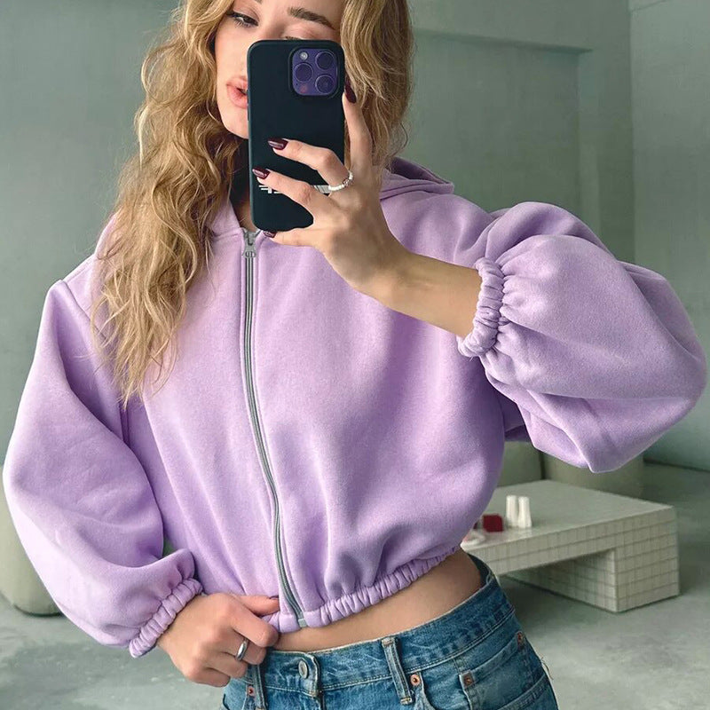 European And American Casual Women's Solid Color Hoodies - Stylish Polyester Hoodies in Black, Light Gray, Dark Gray, White, Pink, Sky Blue, Purple - Sizes S-XL - Solid Color Hoodies for Women
