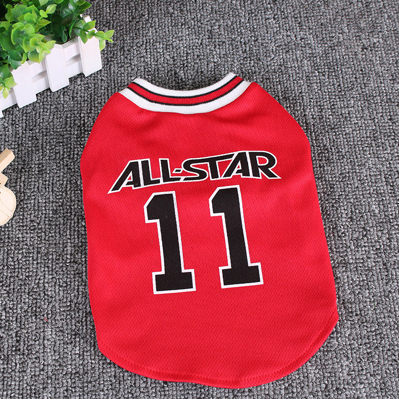 Comfortable Hot World Cup Ball Spring And Summer Dog Vest Pet Supplies - Casual Cotton T-shirt in Various Sizes - Black, Red - Dog World Cup Cotton Vest