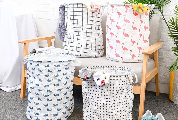 European Style Cotton and Linen Laundry Hamper - 34 * 42cm Household Cloth Dirty Clothes Basket