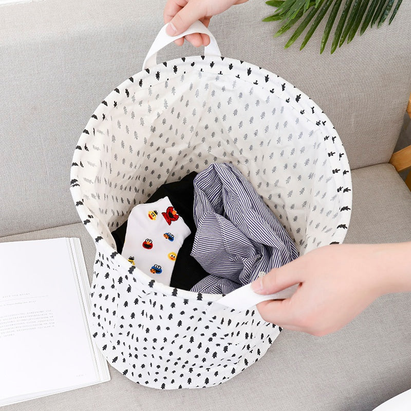European Style Cotton and Linen Laundry Hamper - 34 * 42cm Household Cloth Dirty Clothes Basket