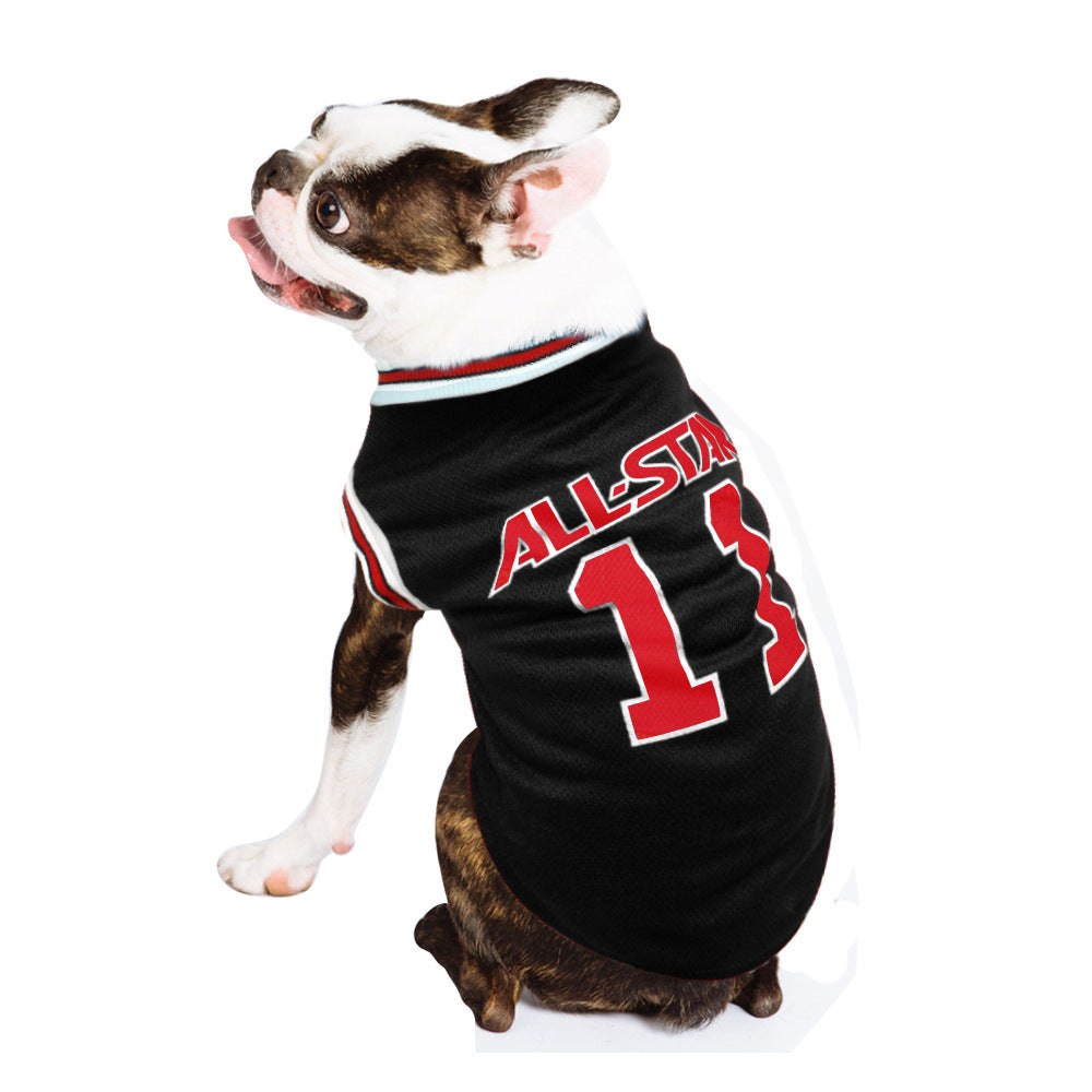 Comfortable Hot World Cup Ball Spring And Summer Dog Vest Pet Supplies - Casual Cotton T-shirt in Various Sizes - Black, Red - Dog World Cup Cotton Vest