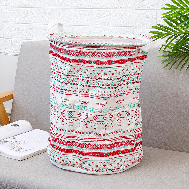 European Style Cotton and Linen Laundry Hamper - 34 * 42cm Household Cloth Dirty Clothes Basket
