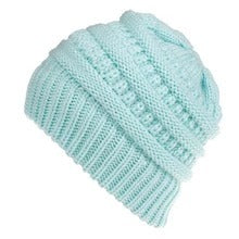 Fashionable Mixed Color Knitted Ladies Ponytail Hat - Acrylic Wool Material