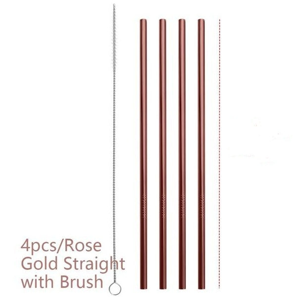 Colorful Reusable Stainless Steel Straws: Safe, Threaded Non-Slip Lines, Multiple Color Choices