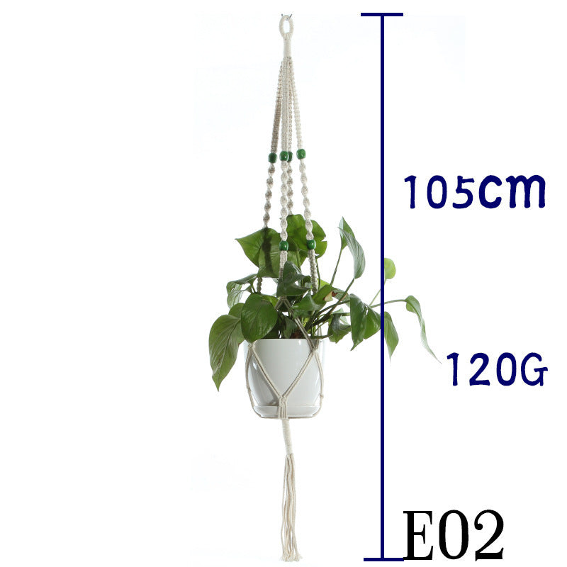 Beige Cotton Rope Plant Hanger: Indoor Hanging Basket Sling for Home Gardening