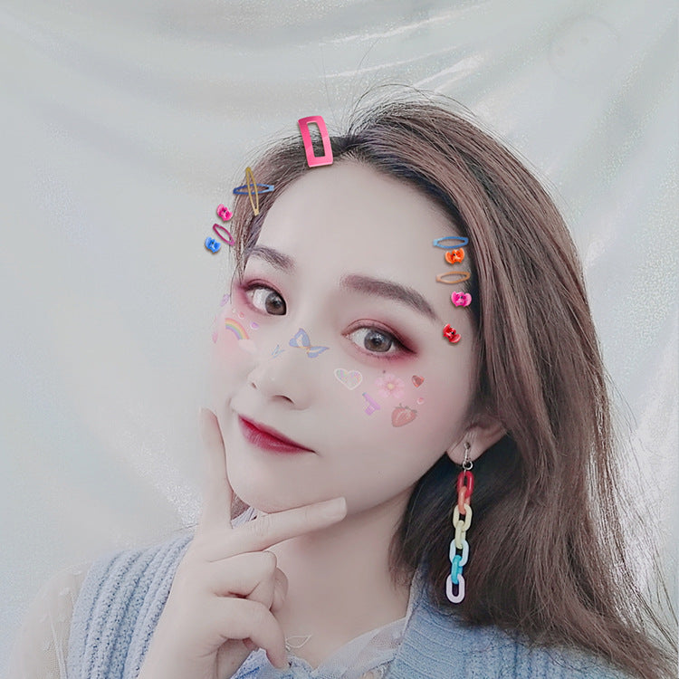 Chic Women's Rainbow Chain Earrings - Stylish Acrylic Plastic Dangle Jewelry