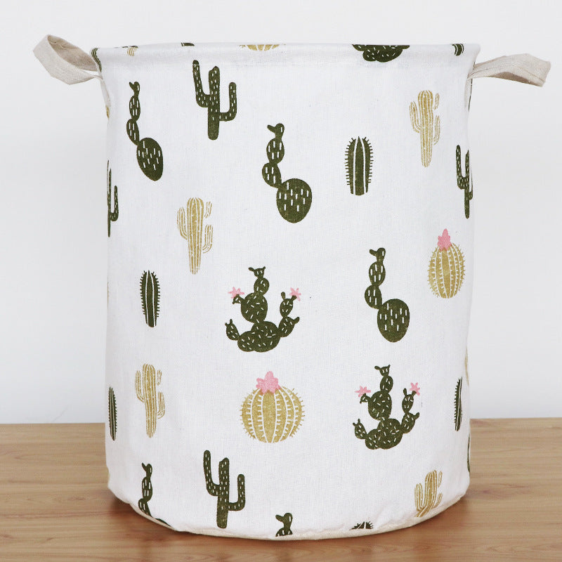 European Style Cotton and Linen Laundry Hamper - 34 * 42cm Household Cloth Dirty Clothes Basket
