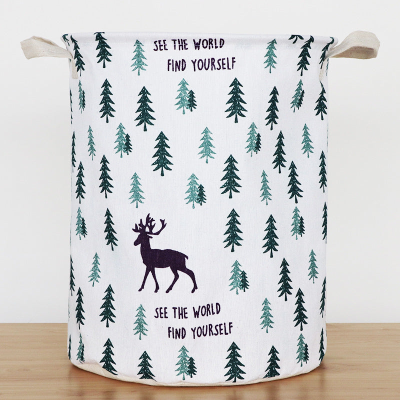 European Style Cotton and Linen Laundry Hamper - 34 * 42cm Household Cloth Dirty Clothes Basket