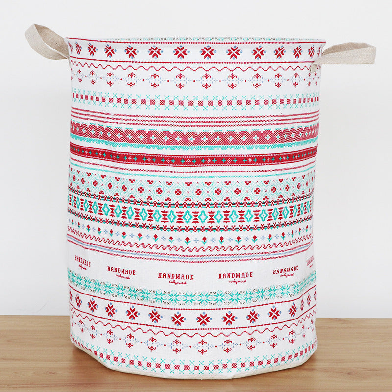 European Style Cotton and Linen Laundry Hamper - 34 * 42cm Household Cloth Dirty Clothes Basket