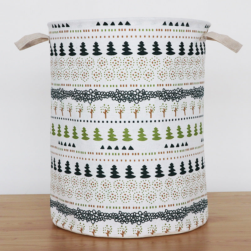 European Style Cotton and Linen Laundry Hamper - 34 * 42cm Household Cloth Dirty Clothes Basket