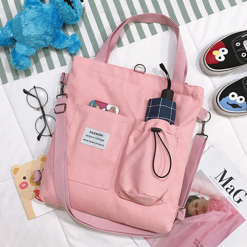 Unique Design Women's Preppy Buckpack Shoulder Bag: Harajuku Canvas Backpack