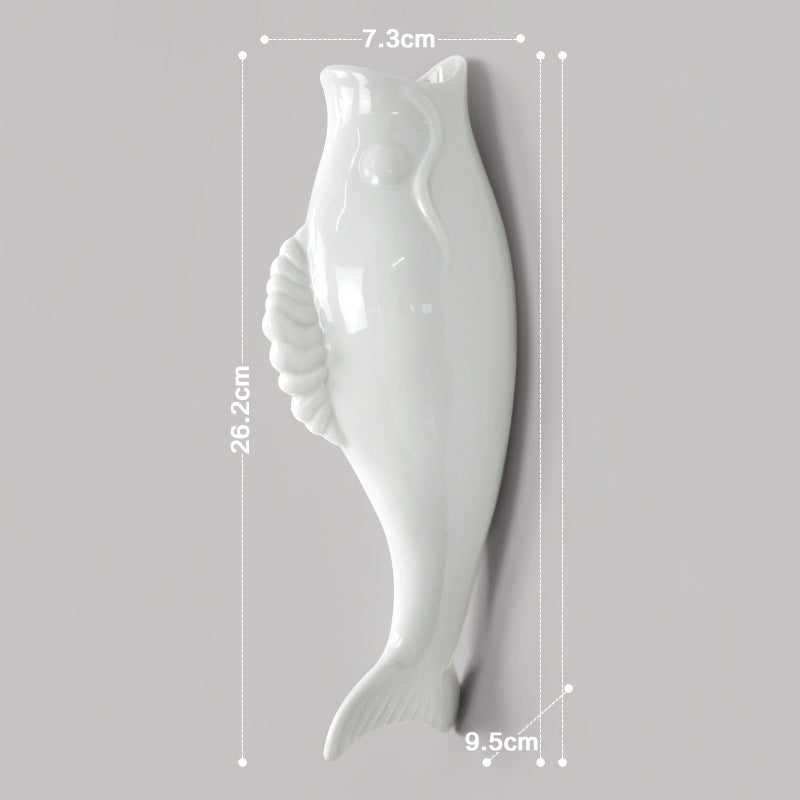 Modern White Ceramic Wall Ceramic Goldfish Vase for Living Spaces
