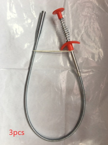 Easy-to-Use Household Hair Cleaner Drain Clog Remover Tool for Kitchen Sink - 60CM Spring Pipe Dredge