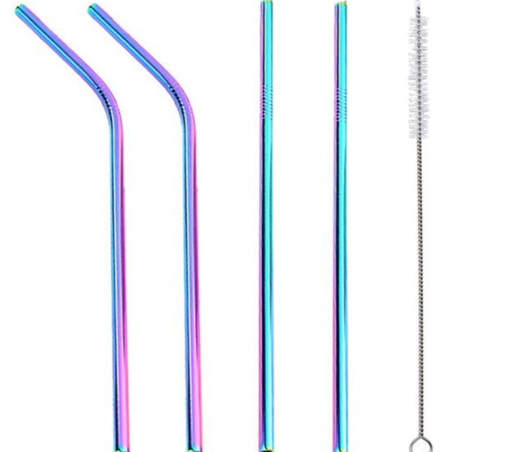 Colorful Reusable Stainless Steel Straws: Safe, Threaded Non-Slip Lines, Multiple Color Choices
