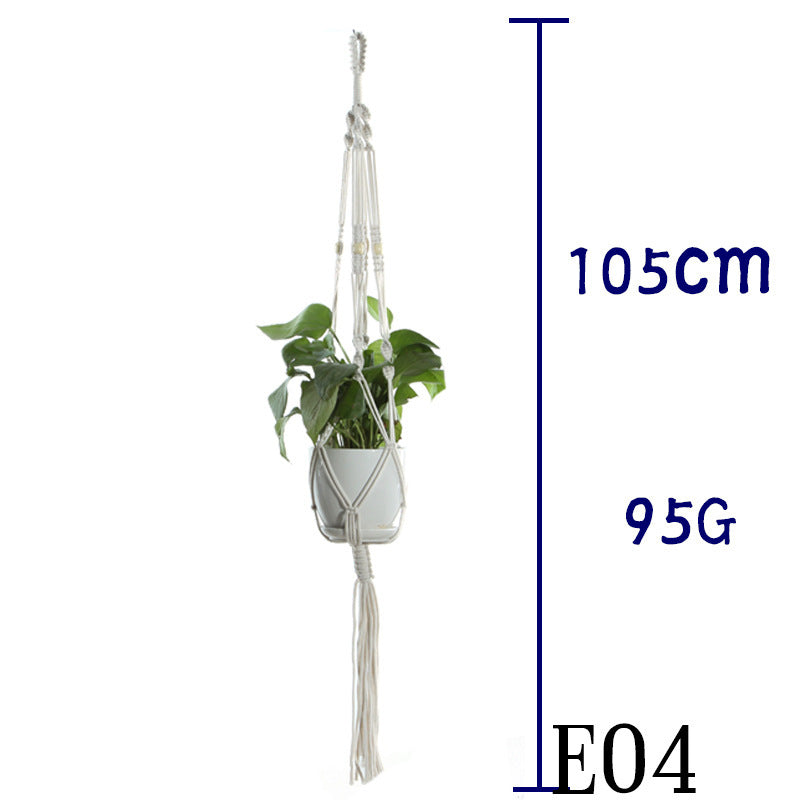 Beige Cotton Rope Plant Hanger: Indoor Hanging Basket Sling for Home Gardening