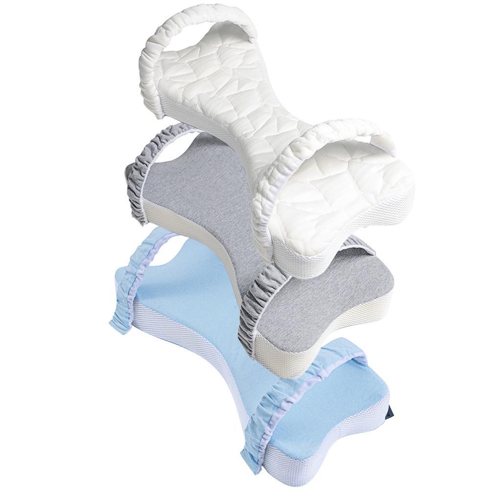 Ergonomic Memory Cotton Knee Pillow for Side Sleepers - Light Blue and Grey