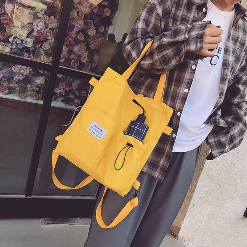 Unique Design Women's Preppy Buckpack Shoulder Bag: Harajuku Canvas Backpack