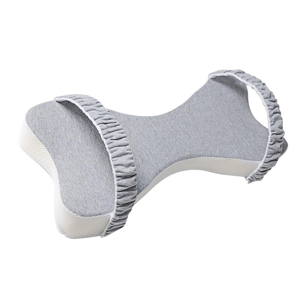 Ergonomic Memory Cotton Knee Pillow for Side Sleepers - Light Blue and Grey