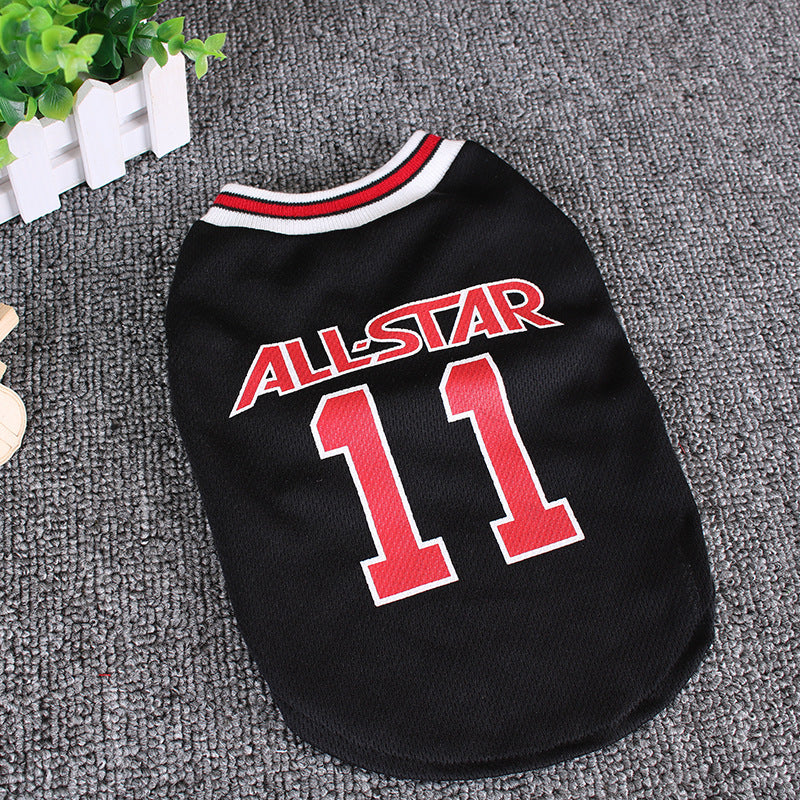 Comfortable Hot World Cup Ball Spring And Summer Dog Vest Pet Supplies - Casual Cotton T-shirt in Various Sizes - Black, Red - Dog World Cup Cotton Vest