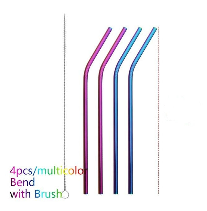 Colorful Reusable Stainless Steel Straws: Safe, Threaded Non-Slip Lines, Multiple Color Choices