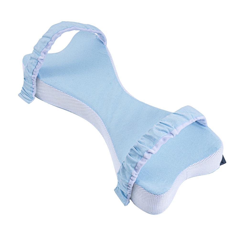 Ergonomic Memory Cotton Knee Pillow for Side Sleepers - Light Blue and Grey