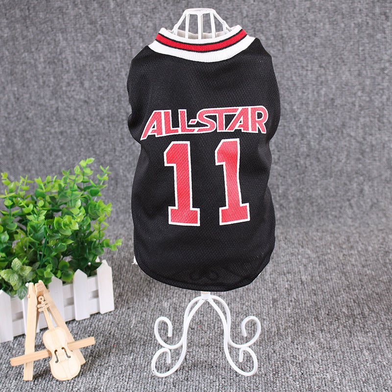 Comfortable Hot World Cup Ball Spring And Summer Dog Vest Pet Supplies - Casual Cotton T-shirt in Various Sizes - Black, Red - Dog World Cup Cotton Vest