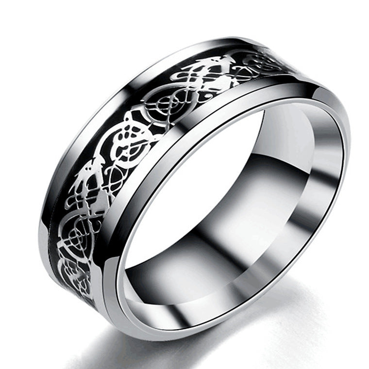 Stainless Steel Dragon Pattern Ring - European and American Style DC-Dragon Ring