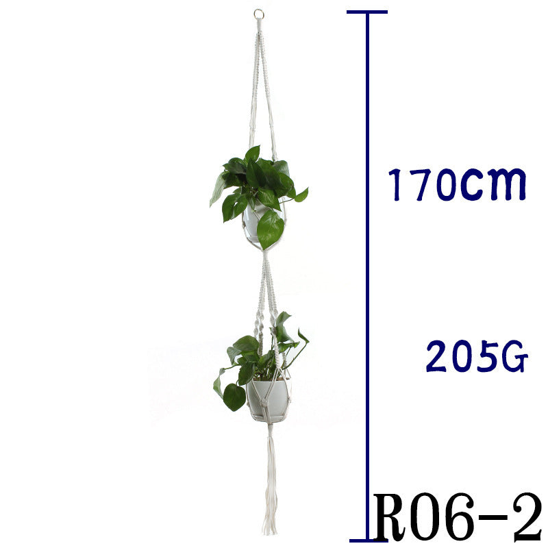 Beige Cotton Rope Plant Hanger: Indoor Hanging Basket Sling for Home Gardening