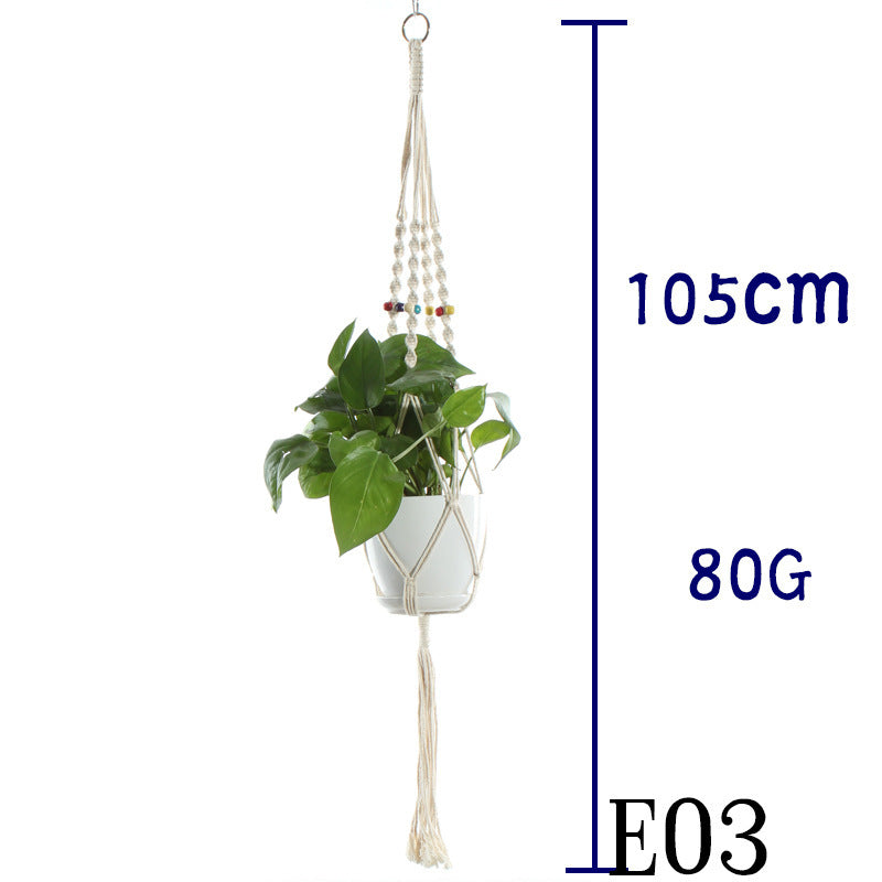 Beige Cotton Rope Plant Hanger: Indoor Hanging Basket Sling for Home Gardening