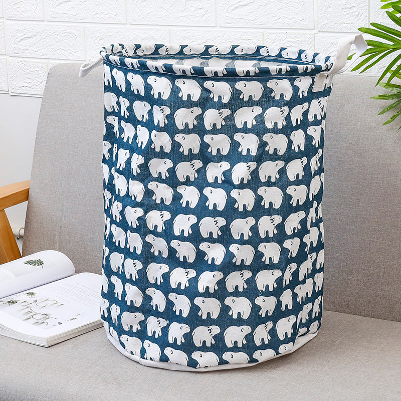 European Style Cotton and Linen Laundry Hamper - 34 * 42cm Household Cloth Dirty Clothes Basket