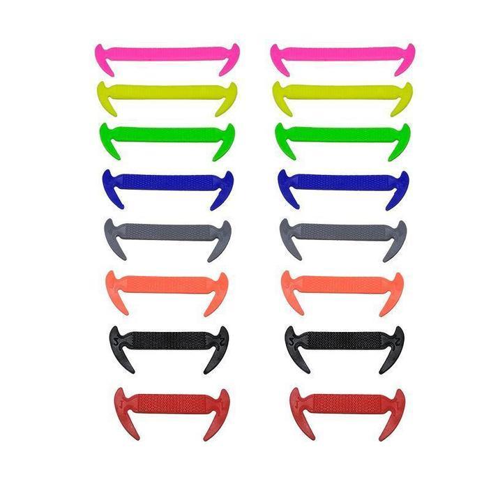 16pcs Silicone Elastic Shoe Laces: Colorful Design, High Quality Material - 10 Colors Available!