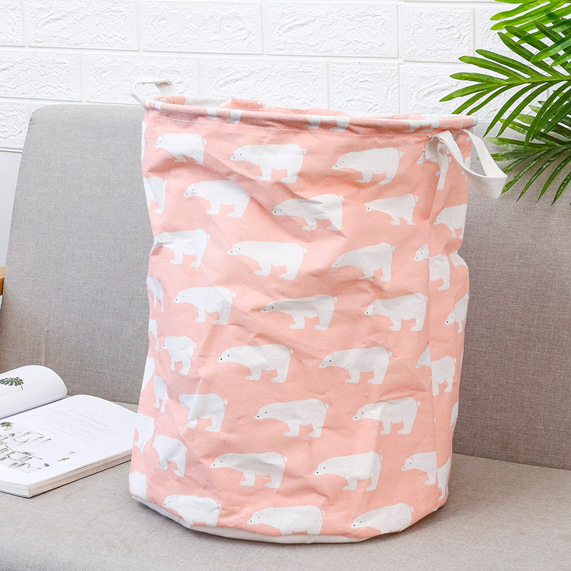 European Style Cotton and Linen Laundry Hamper - 34 * 42cm Household Cloth Dirty Clothes Basket