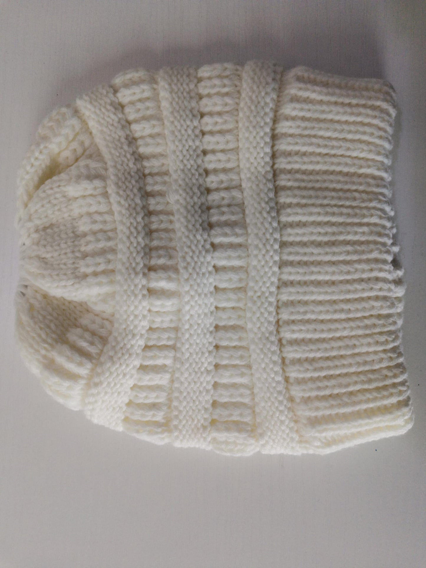 Fashionable Mixed Color Knitted Ladies Ponytail Hat - Acrylic Wool Material