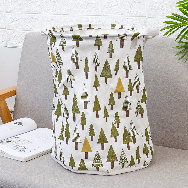 European Style Cotton and Linen Laundry Hamper - 34 * 42cm Household Cloth Dirty Clothes Basket