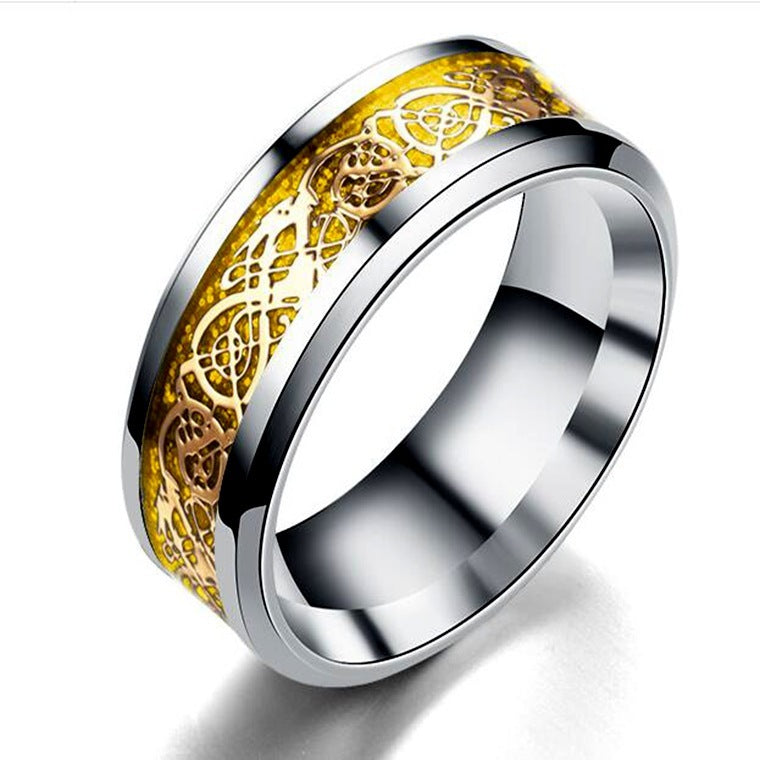 Stainless Steel Dragon Pattern Ring - European and American Style DC-Dragon Ring