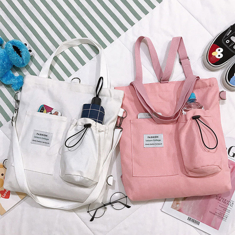 Unique Design Women's Preppy Buckpack Shoulder Bag: Harajuku Canvas Backpack