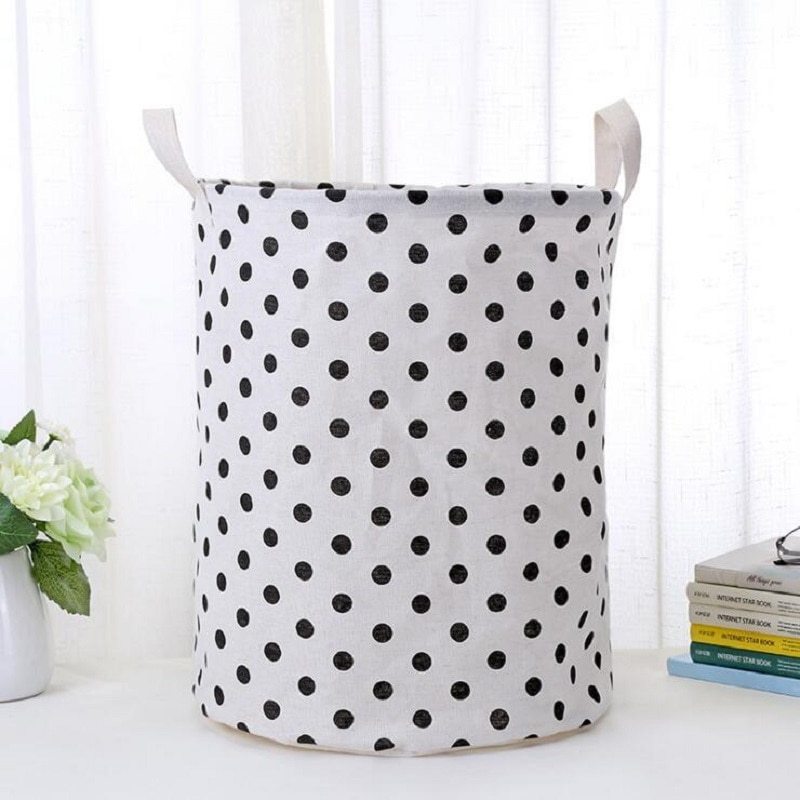 European Style Cotton and Linen Laundry Hamper - 34 * 42cm Household Cloth Dirty Clothes Basket