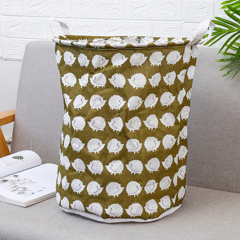 European Style Cotton and Linen Laundry Hamper - 34 * 42cm Household Cloth Dirty Clothes Basket