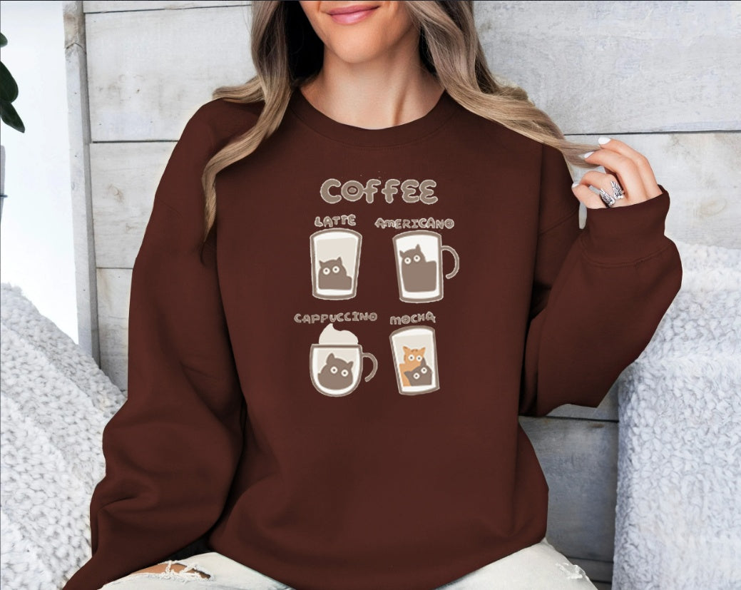 Women's Fashionable Sweatshirt: Solid Color Printed Long Sleeved Hoodie - Grey, Brown, Khaki, White, Black Options