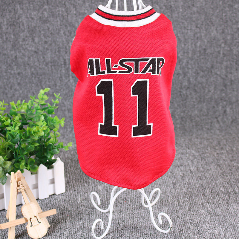 Comfortable Hot World Cup Ball Spring And Summer Dog Vest Pet Supplies - Casual Cotton T-shirt in Various Sizes - Black, Red - Dog World Cup Cotton Vest