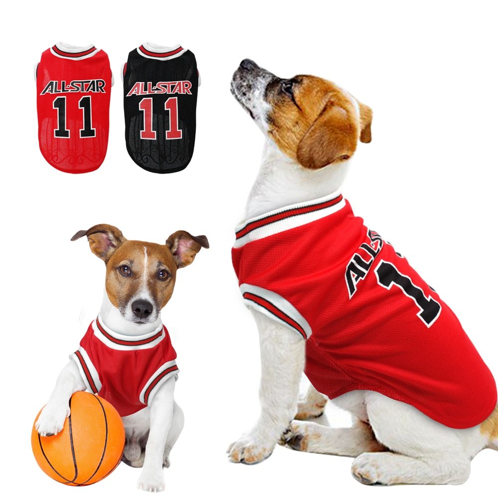 Comfortable Hot World Cup Ball Spring And Summer Dog Vest Pet Supplies - Casual Cotton T-shirt in Various Sizes - Black, Red - Dog World Cup Cotton Vest