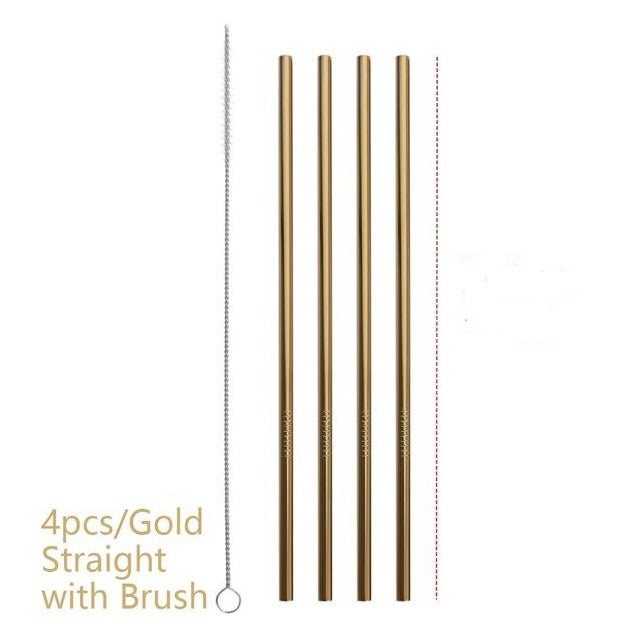 Colorful Reusable Stainless Steel Straws: Safe, Threaded Non-Slip Lines, Multiple Color Choices