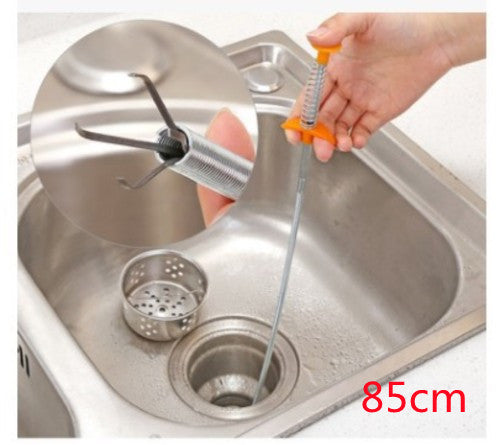 Easy-to-Use Household Hair Cleaner Drain Clog Remover Tool for Kitchen Sink - 60CM Spring Pipe Dredge