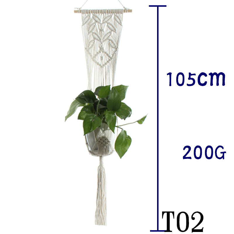 Beige Cotton Rope Plant Hanger: Indoor Hanging Basket Sling for Home Gardening