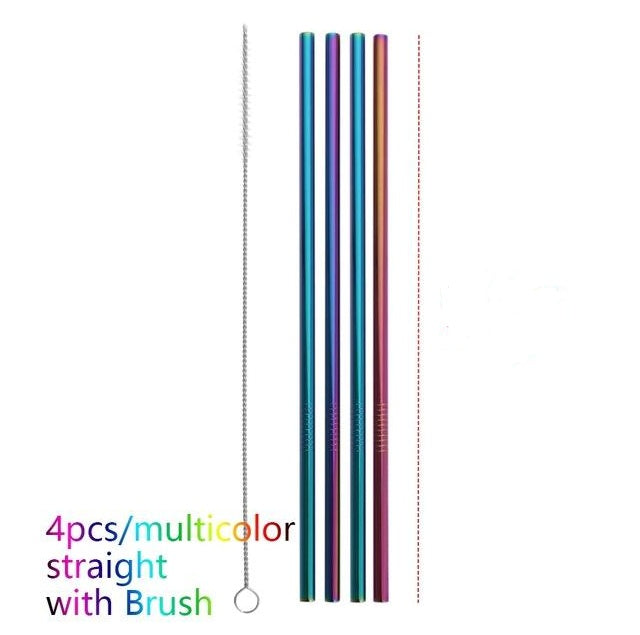 Colorful Reusable Stainless Steel Straws: Safe, Threaded Non-Slip Lines, Multiple Color Choices