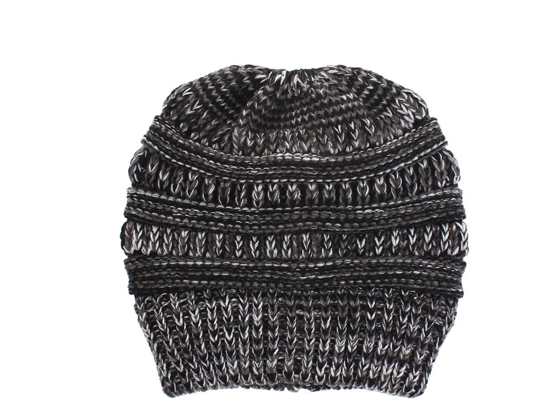 Fashionable Mixed Color Knitted Ladies Ponytail Hat - Acrylic Wool Material