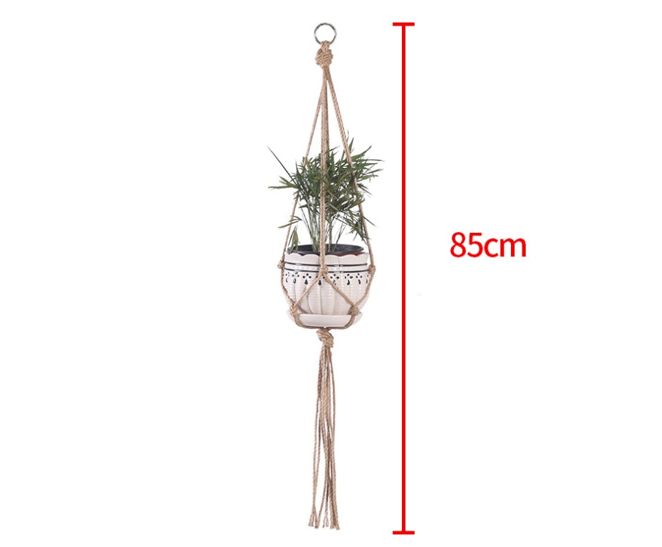 Hand-woven Cotton Rope Sling Basket for Home Gardening and Office Decor