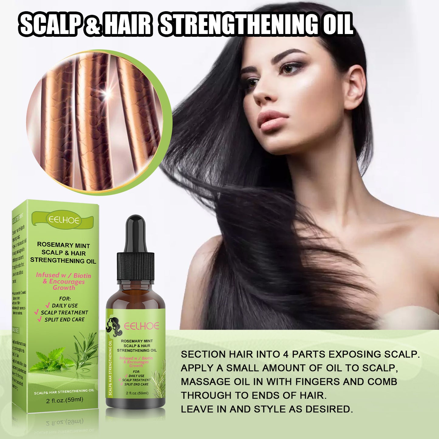 Rosemary Mint Hair Growth Fluid Scalp Massage Oil for Hair Growth - Nourishing Scalp Treatment